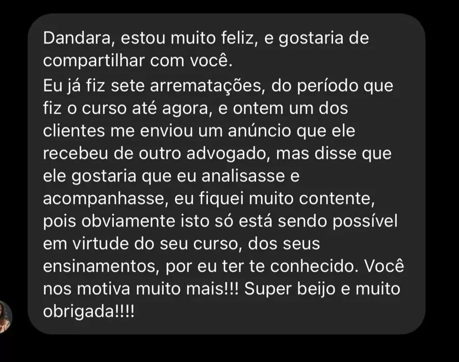 Relato de aluna do Especialize-se com sete arrematações desde o curso